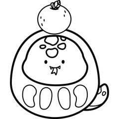 a cute chinese new year snake in black and white coloring