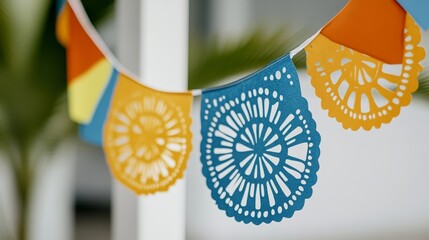 Elegant A parade celebrating Cinco de Mayo with floats decorated in Mexican colors dancers in...