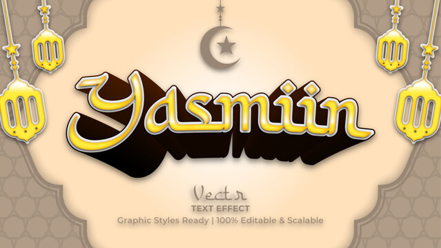 arabic vector text effect graphic styles ready with yasmiin sample words