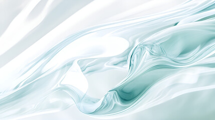 Fototapeta premium Ethereal Flowing Abstract Design in Teal and White with Copy Space
