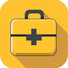 Fototapeta premium Minimalist Yellow First Aid Kit Design with Shadow Effect for Healthcare Safety