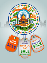Happy Republic Day of India tricolor background for 26 January