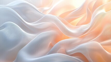 Obraz premium Abstract soft waves of white fabric with orange light background Generated AI