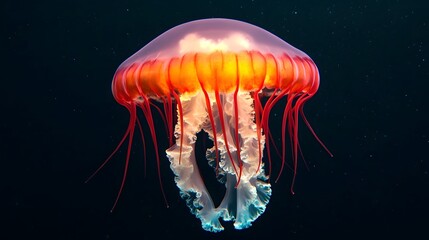Ethereal Jellyfish Glowing in the Depths of a Dark Ocean