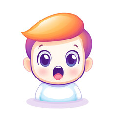 Exciting animated character expressing surprise virtual space digital art playful setting colorful design