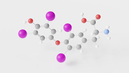 dextrothyroxine molecule 3d, molecular structure, ball and stick model, structural chemical formula hypolipidemic agents