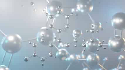 carbinoxamine molecular structure, 3d model molecule, antihistamine, structural chemical formula view from a microscope