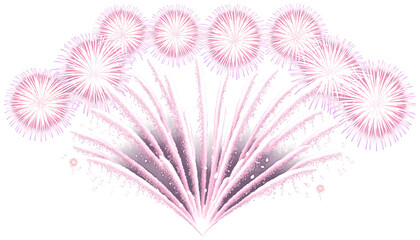 large soft pink fireworks on a transparent background