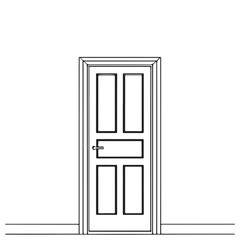Outline of a Door with Rectangular Panels