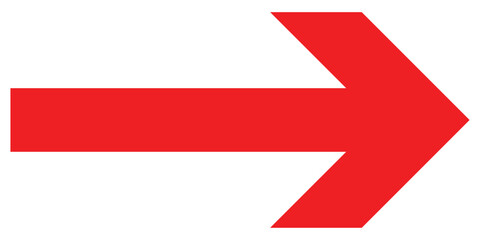 Straight long arrow icon. Pointing right vector arrow icon. Red Long arrow vector icon. Red horizontal arrow. Vector illustration.