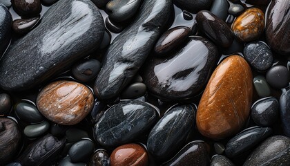 Close-up background of wet stones