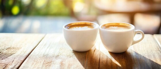 Fototapeta premium A Serene Cafe Setting Featuring Espresso Cups