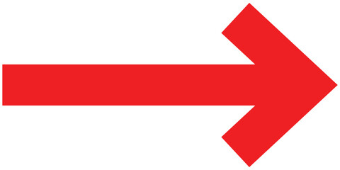 Straight long arrow icon. Pointing right vector arrow icon. Red Long arrow vector icon. Red horizontal arrow. Vector illustration.