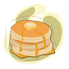pancakes with butter.pancakes with butter and syrup on it
