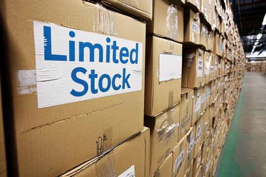 Boxes prominently display “limited stock” labels to emphasize artificial scarcity.