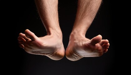 Feet on black background