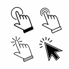 Simple Vector Illustrations of Clicking and Touchscreen Gestures