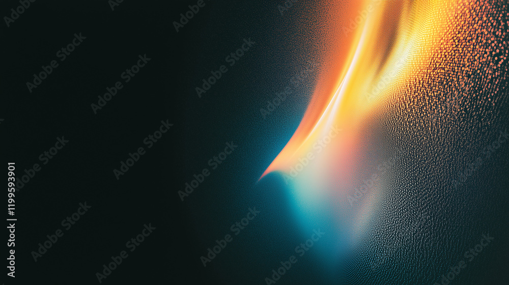 Poster abstract gradient of light blue and orange on a dark textured background, resembling the aurora bore
