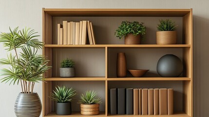 Modern decor featuring a vibrant bookshelf and greenery makes an ideal studio backdrop.