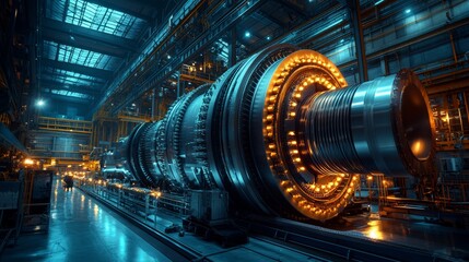 Fototapeta premium Industrial Turbine in Modern Manufacturing Facility