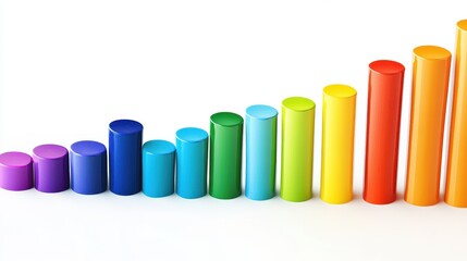 A colorful bar chart, educational infographic, playful design, rainbow palette, isolated on white background 