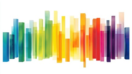 Obraz premium A colorful bar chart, educational infographic, playful design, rainbow palette, isolated on white background 