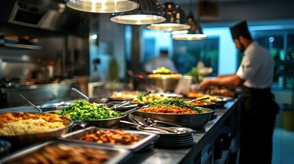 Open kitchen counter bar creating a dynamic dining experience.