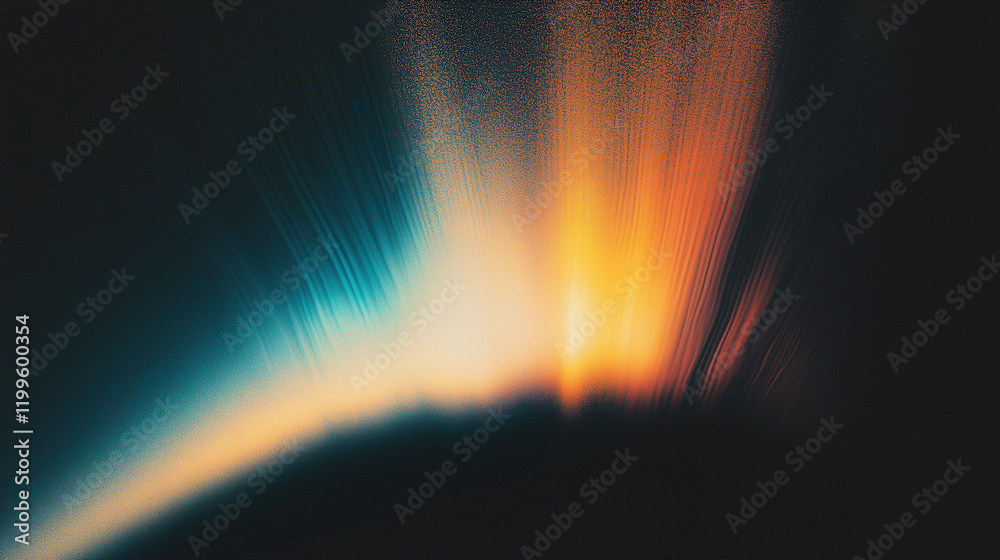 Poster abstract gradient of light blue and orange on a dark textured background, resembling the aurora bore