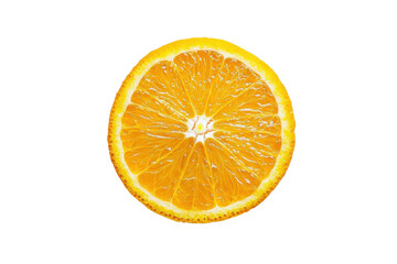 Freshly cut orange slice displaying vibrant color and texture on a clean white background