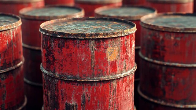 Rusty Red Oil Barrels, oil drums, industrial, metal, texture, grunge