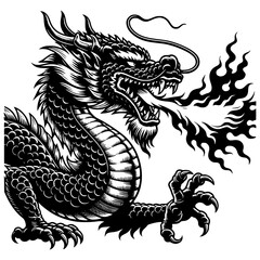 Vintage Dragon Drawing