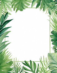 Collection of vertical summer backgrounds with frames or borders made of green tropical palm leaves or jungle exotic foliage and place for text. Seasonal colorful realistic vector illustration.

