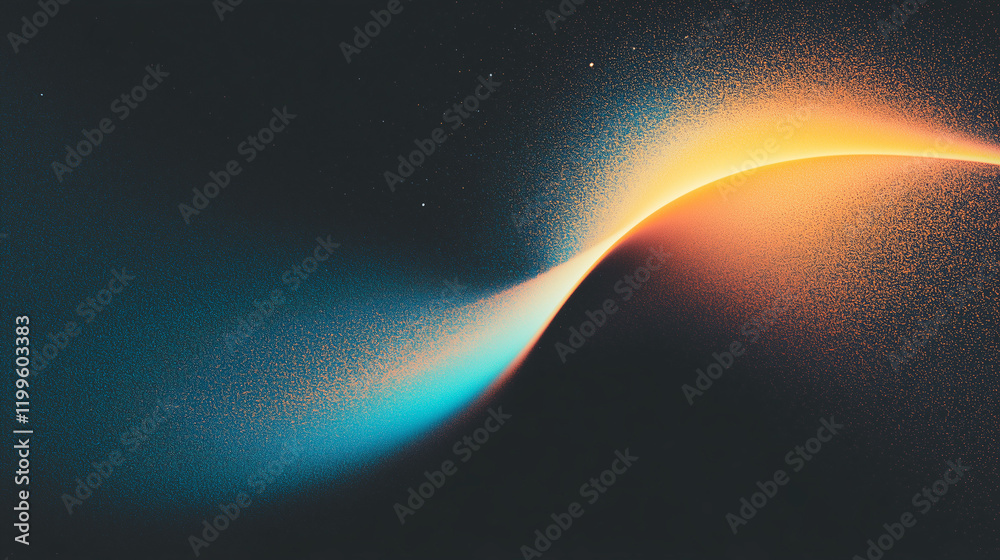 Poster abstract gradient of light blue and orange on a dark textured background, resembling the aurora bore