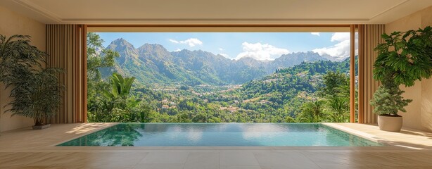 Fototapeta premium Luxurious Modern Living with Scenic Mountain View