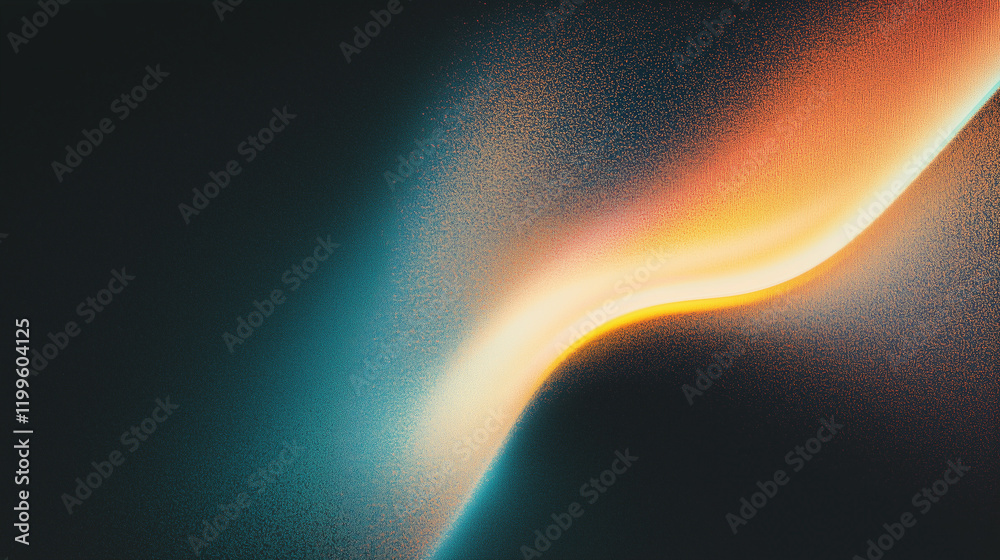 Poster abstract gradient of light blue and orange on a dark textured background, resembling the aurora bore