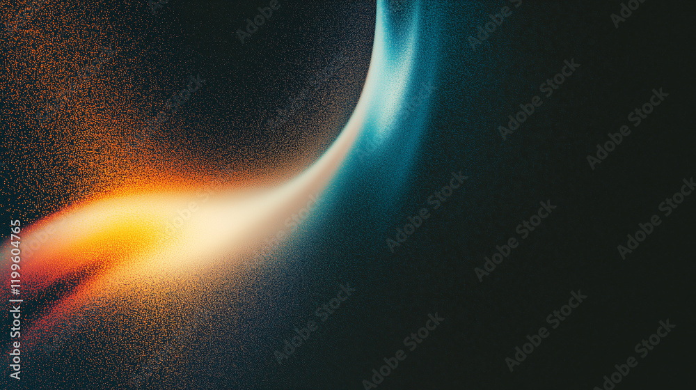 Poster abstract gradient of light blue and orange on a dark textured background, resembling the aurora bore