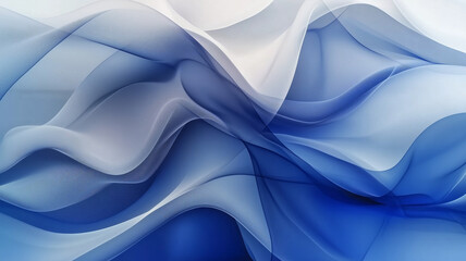 Obraz premium Flowing blue gradient fabric creates serene and calming atmosphere, showcasing soft waves and delicate textures. Ideal for backgrounds and design projects