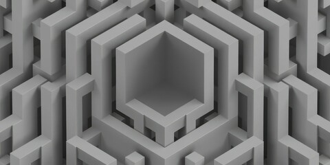 Abstract geometric pattern of gray cube, texture, maze