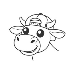 Cute cow wearing a hat for coloring