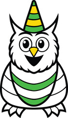 Cute cartoon owl vector illustration, Owl silhouette vector, Owl line art vector design