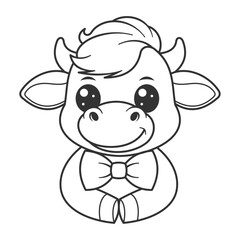 Cute cow wearing a neckband for coloring