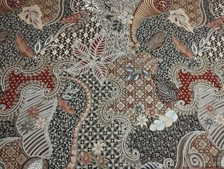 Flora, batik, micro dot cloth texture, gold, yellow, grey, blue, green, brown color natural...