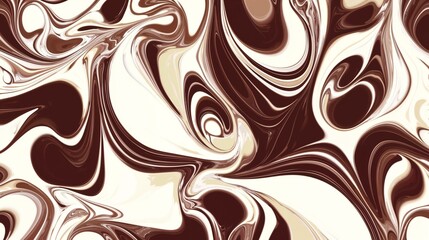 Fototapeta premium Abstract fluid art composition with swirling brown and cream patterns on a light background