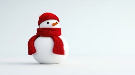 Cheerful Snowman Wearing Red Scarf and Hat in a Winter Wonderland Scene
