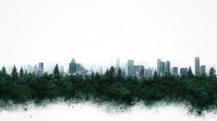 Obraz premium Illustration of a Sustainable Earth with Green Skyline and Urban Environment