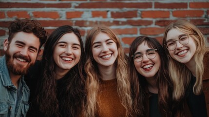 Fototapeta premium group of friends smiling at the camera