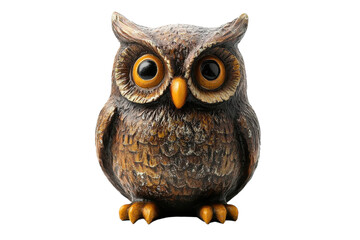 Naklejka premium Decorative owl statue showcasing intricate details and vibrant colors placed on a neutral background for artistic appeal