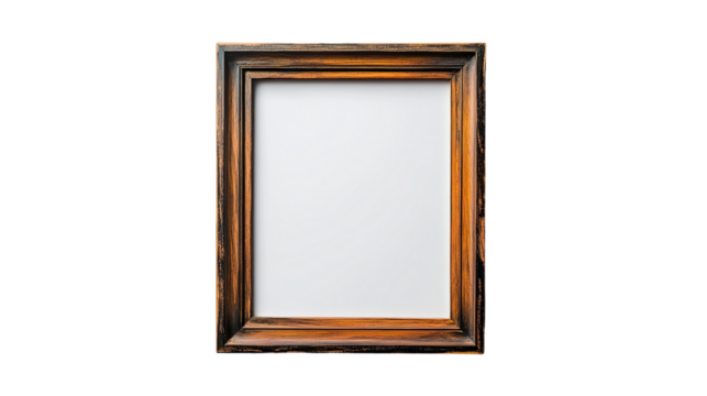 Rustic Wooden Frame: A classic, rustic wooden picture frame with a rich, dark brown finish, ready to display your cherished memories or artwork. The frame features a simple, elegant design.