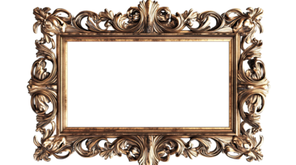 Ornate Gold Frame: An elaborate, vintage gold picture frame, featuring a meticulously carved and detailed design, ready to encase your cherished memories or masterpieces.