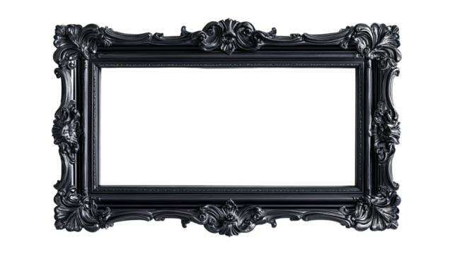 Ornate Black Picture Frame:  A timeless classic, this elegant black picture frame with intricate, ornate carvings adds a touch of sophistication and grandeur to any space.